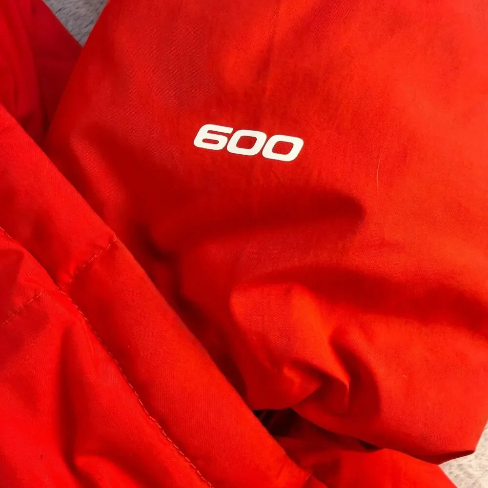 The North Face Boys North Down 600 Down Hooded Puffer Jacket Red Size XL (14-16)